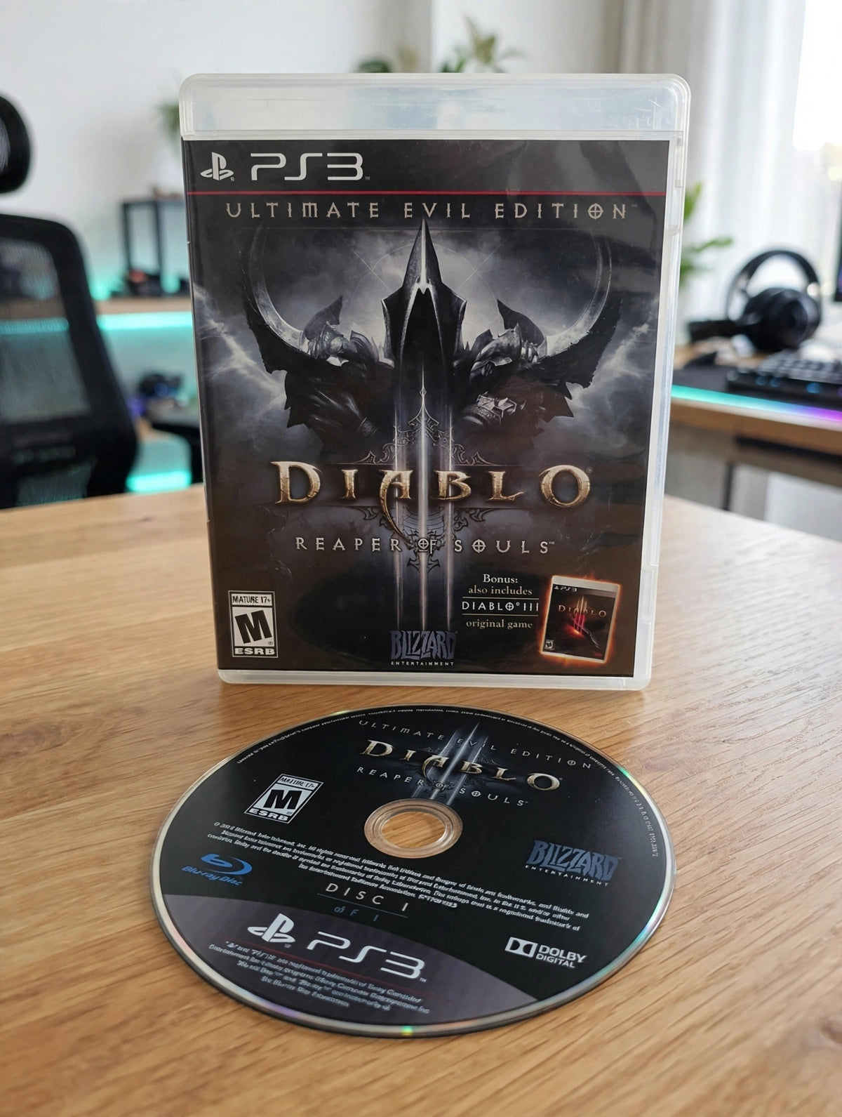 Diablo III Reaper of Souls Ultimate Evil Edition PS3 PlayStation 3 Game Case Disc Bonus Diablo III Included Blizzard