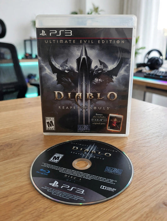 Diablo III Reaper of Souls Ultimate Evil Edition PS3 PlayStation 3 Game Case Disc Bonus Diablo III Included Blizzard