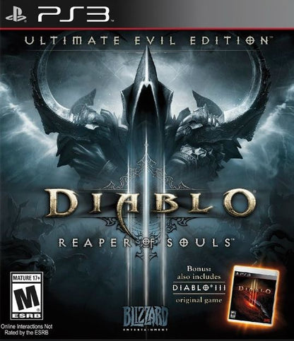 Diablo III Reaper of Souls Ultimate Evil Edition PS3 PlayStation 3 Game Case Disc Bonus Diablo III Included Blizzard