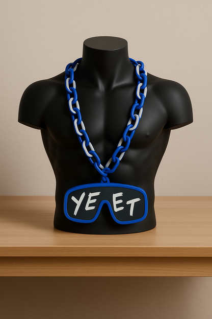 Jey Uso Yeet Glasses Inpired WWE Wrestling Necklace Chain 15" Raised Letters