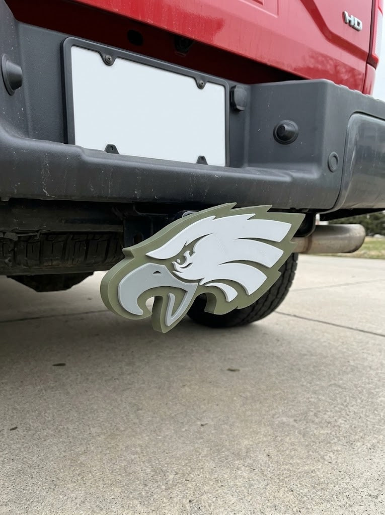 Philadelphia Eagles Trailer Hitch Cover Head Football Team Tow Hitch Cap Green White 6.75"x3" Emblem For 2" Receiver