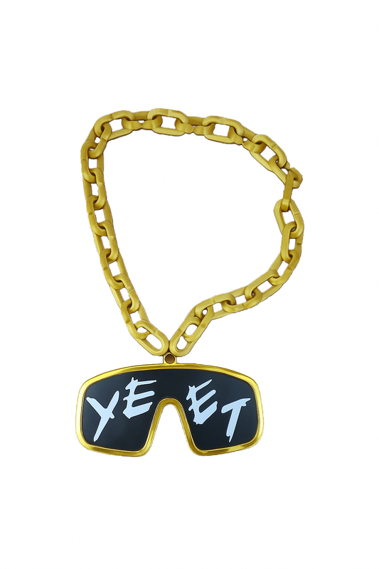 Gold Jey Uso Yeet Glasses Fan Emblem Inspired WWE Wrestling Necklace Chain 32"