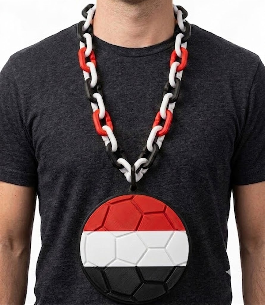 Egypt Soccer Football World Cup Hype Chain Necklace - Pharaohs FIFA Jewelry | Egypt Futbol Fan Chain for Matchday