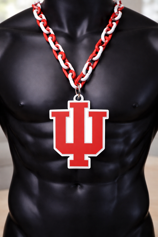 Indiana Hoosier Team Hype Fan Art Chain Large Oversized Pendant 32" Necklace