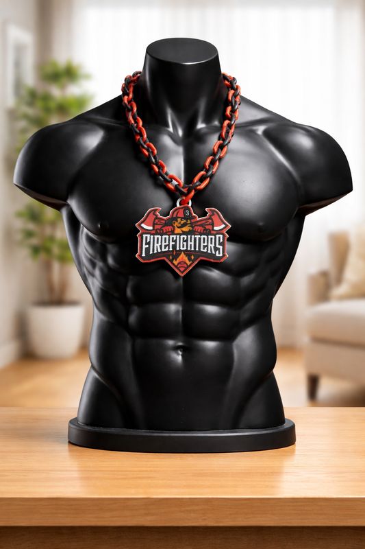 Savannah Fire Fighters Baseball Fan Rally Hype Chain Necklace Pendant Large 32" Necklace
