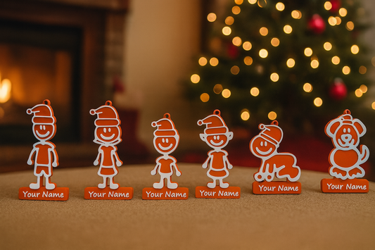 Christmas Holiday Tree Ornament Family Man Woman Children Dog Customize 6 Piece Bundle