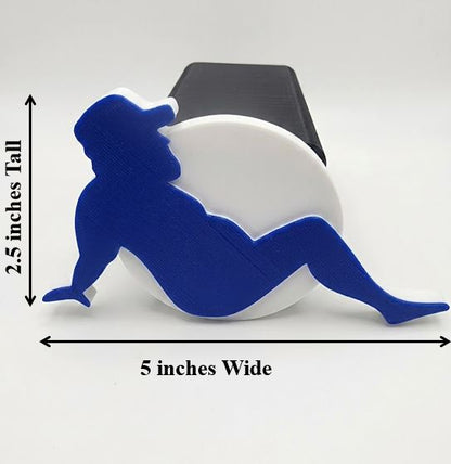 Blue Mudflap Fat Guy Trucker Symbol Trailer Hitch Receiver Cover Plug 2" Receiver New Compatible With Ford Dodge Jeep Ram Chevy Nissan Honda Universal Truck SUV Models 2x2