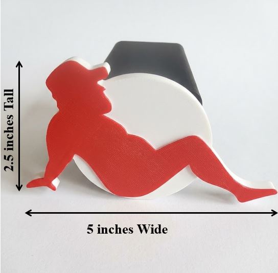 Red Mudflap Fat Guy Trucker Symbol Trailer Hitch Receiver Cover Plug 2" Receiver New Compatible With Ford Dodge Jeep Ram Chevy Nissan Honda Universal Truck SUV Models 2x2