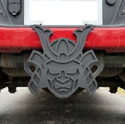 Japanese Samurai Helmet Hitch Cover Trailer Plug Cap Warrior Bushido Truck SUV Receiver Decor