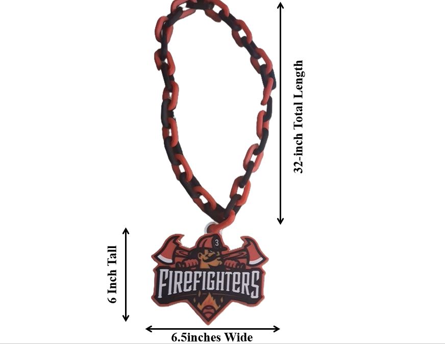 Savannah Fire Fighters Baseball Fan Rally Hype Chain Necklace Pendant Large 32" Necklace
