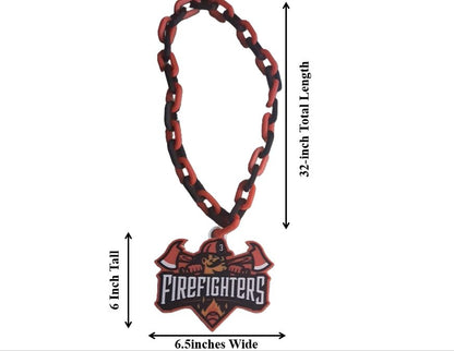 Savannah Fire Fighters Baseball Fan Rally Hype Chain Necklace Pendant Large 32" Necklace