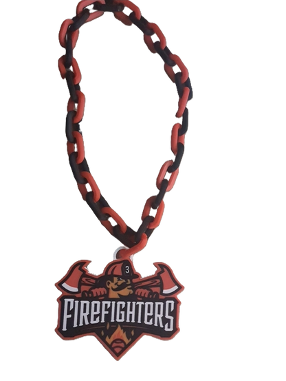 Savannah Fire Fighters Baseball Fan Rally Hype Chain Necklace Pendant Large 32" Necklace
