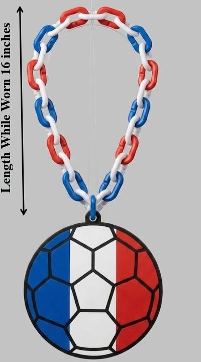 France Soccer Football World Cup Hype Chain Necklace - Les Bleus FIFA Jewelry | France Futbol Fan Chain for Matchday