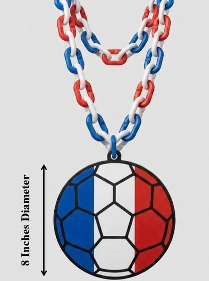 France Soccer Football World Cup Hype Chain Necklace - Les Bleus FIFA Jewelry | France Futbol Fan Chain for Matchday
