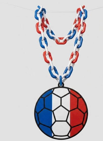France Soccer Football World Cup Hype Chain Necklace - Les Bleus FIFA Jewelry | France Futbol Fan Chain for Matchday