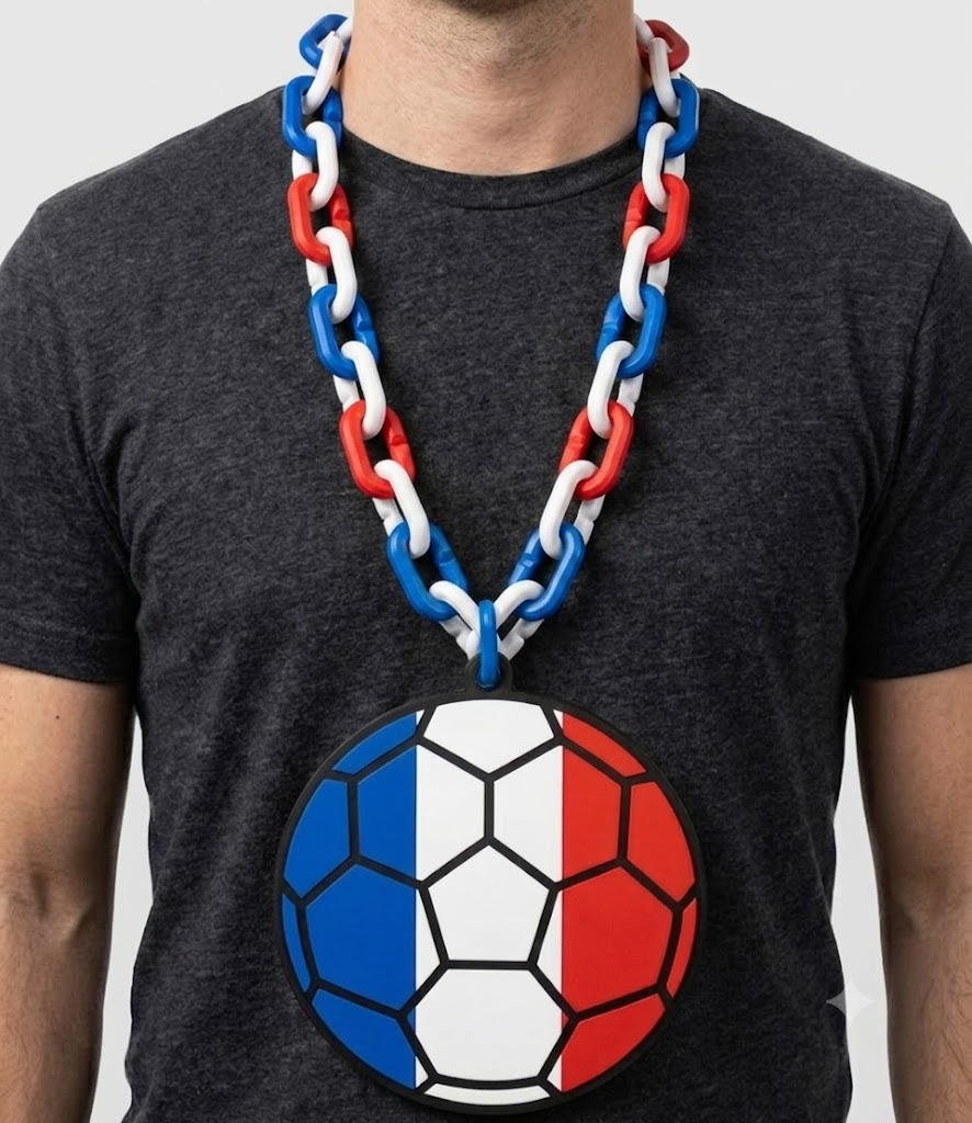 France Soccer Football World Cup Hype Chain Necklace - Les Bleus FIFA Jewelry | France Futbol Fan Chain for Matchday