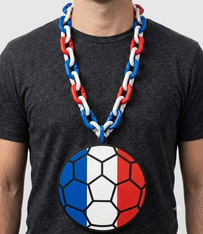 France Soccer Football World Cup Hype Chain Necklace - Les Bleus FIFA Jewelry | France Futbol Fan Chain for Matchday
