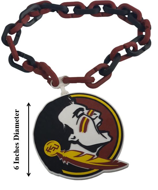 Florida State Seminoles Hype Chain Necklace 32 Inch FSU Football Garnet Gold Noles Unconquered Tomahawk Spear Osceola Gameday Fan Cave