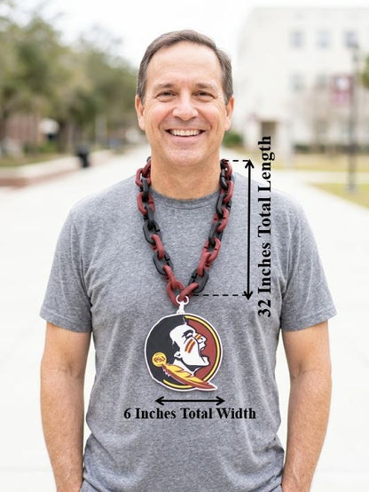 Florida State Seminoles Hype Chain Necklace 32 Inch FSU Football Garnet Gold Noles Unconquered Tomahawk Spear Osceola Gameday Fan Cave
