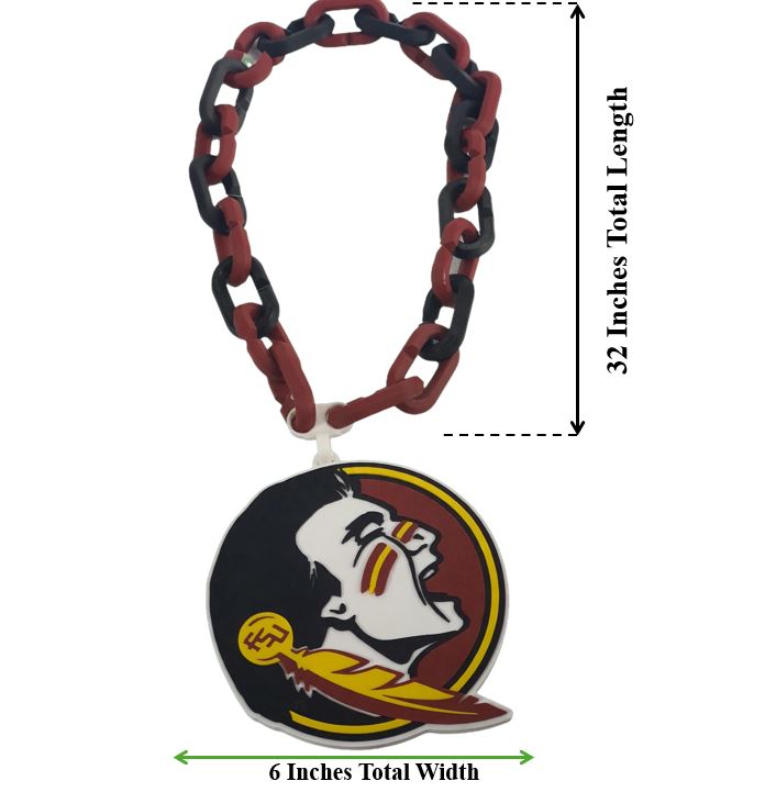Florida State Seminoles Hype Chain Necklace 32 Inch FSU Football Garnet Gold Noles Unconquered Tomahawk Spear Osceola Gameday Fan Cave