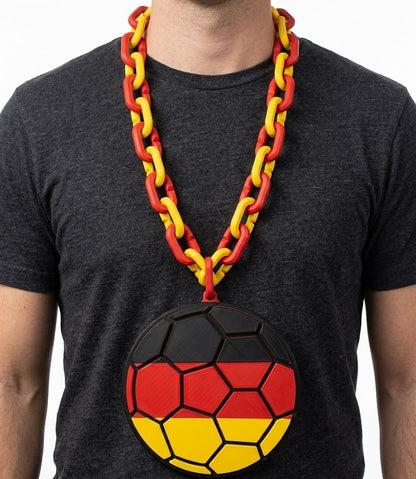 Germany 32in Hype Chain Necklace 8in Emblem - FIFA Football Soccer Die Mannschaft | Germany Futbol Fan Chain for World Cup Euros Matchday