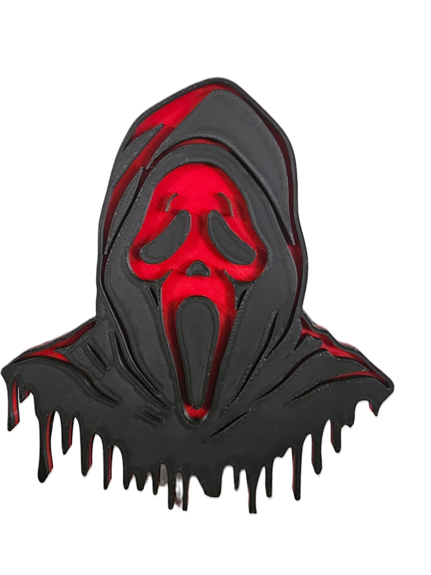 Ghost Face Trailer Hitch Plug Scream Mask Truck Receiver Cap Horror Hood Red Face Evil - 6x6 Inch Emblem - Halloween Hitch Cover