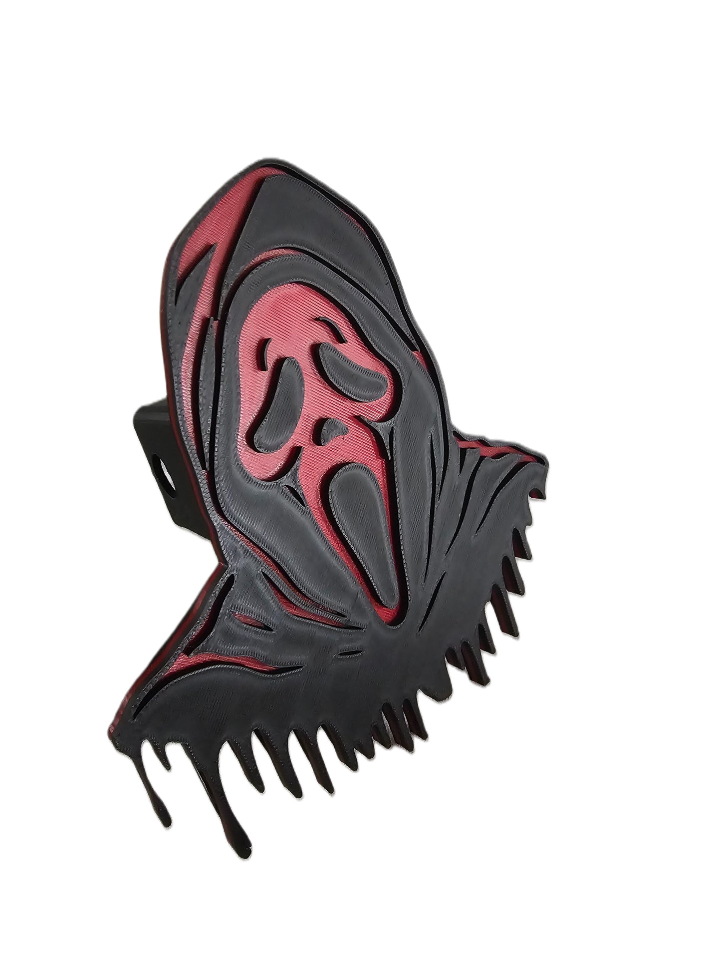 Ghost Face Trailer Hitch Plug Scream Mask Truck Receiver Cap Horror Hood Red Face Evil - 6x6 Inch Emblem - Halloween Hitch Cover