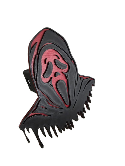 Ghost Face Trailer Hitch Plug Scream Mask Truck Receiver Cap Horror Hood Red Face Evil - 6x6 Inch Emblem - Halloween Hitch Cover