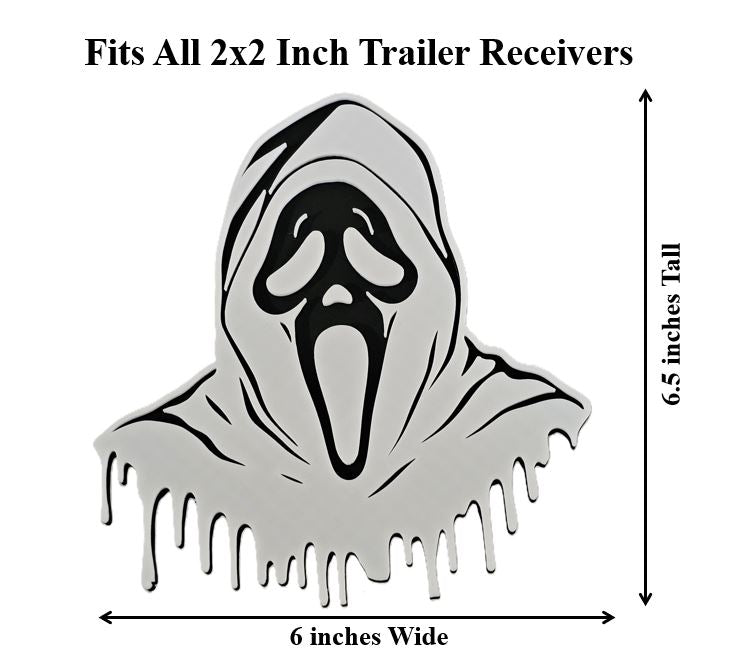 Ghost Trailer Hitch Plug Scream Mask Truck Receiver Cover Cap Horror Movie Decor Fits Standard 2 Inch Receivers For Truck SUV Jeep Fans