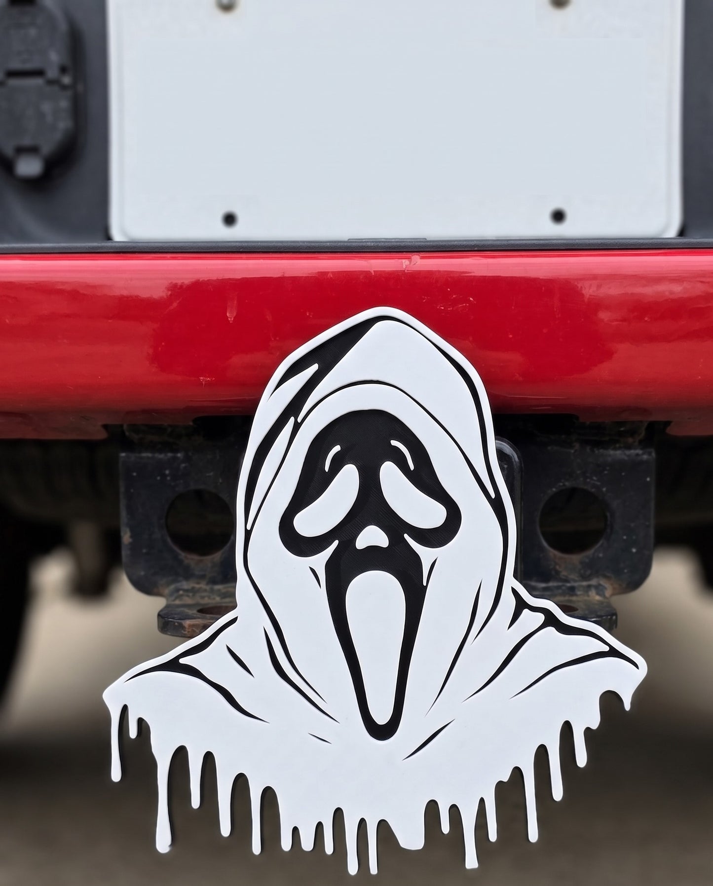 Ghost Trailer Hitch Plug Scream Mask Truck Receiver Cover Cap Horror Movie Decor Fits Standard 2 Inch Receivers For Truck SUV Jeep Fans