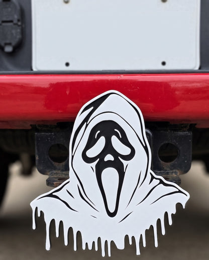 Ghost Trailer Hitch Plug Scream Mask Truck Receiver Cover Cap Horror Movie Decor Fits Standard 2 Inch Receivers For Truck SUV Jeep Fans