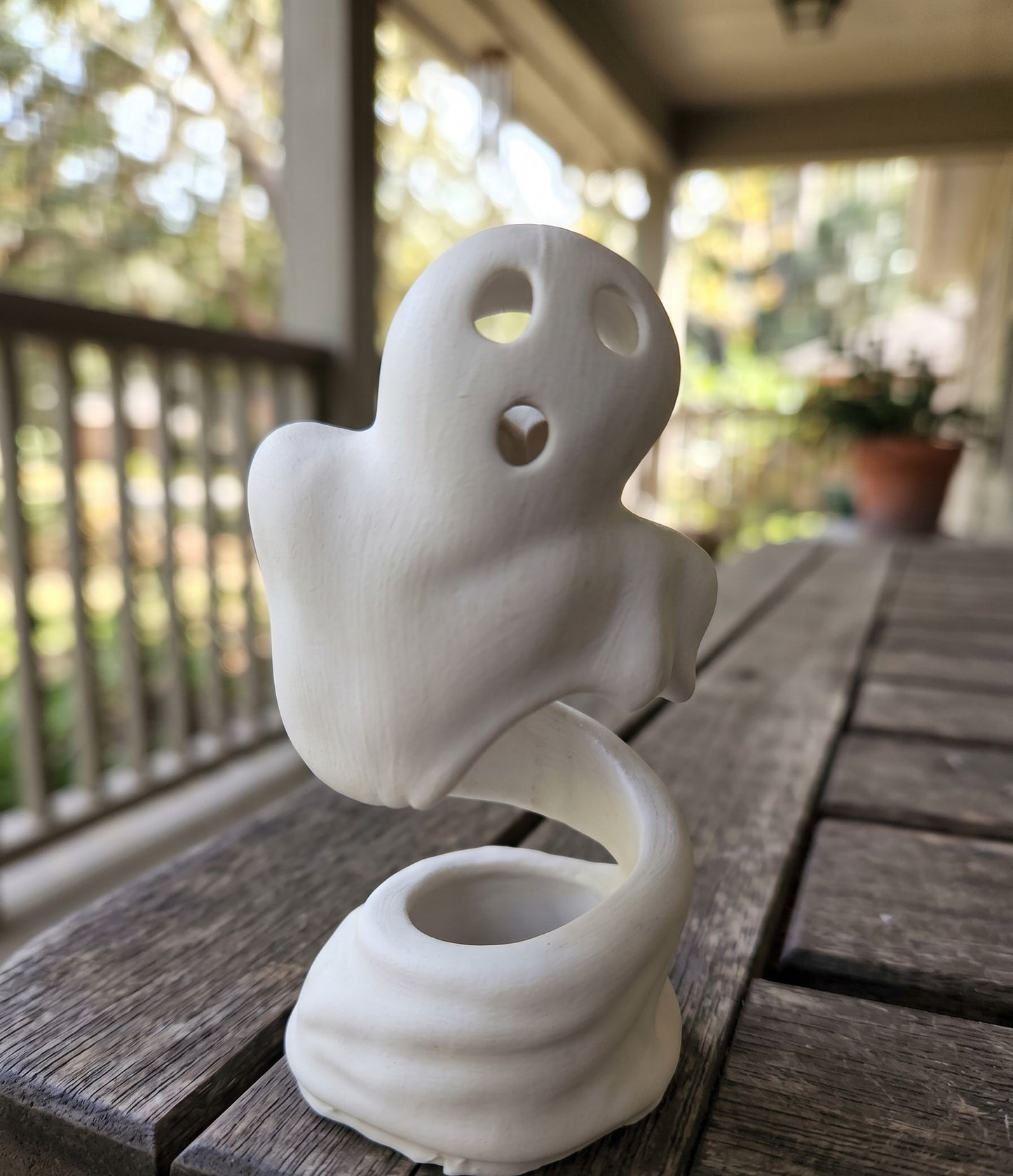 Halloween Ghost Cute Glowing Phantom Trio Mini Illuminated White Spectral Figurines For Porch Patio Tabletop Mantel Pathway Trick-or-Treat Party Family Fun