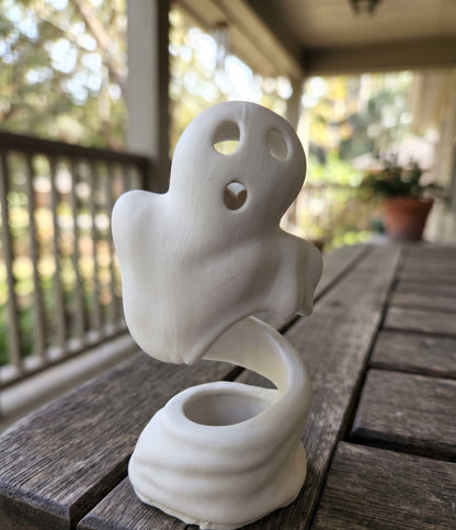 Halloween Ghost Cute Glowing Phantom Trio Mini Illuminated White Spectral Figurines For Porch Patio Tabletop Mantel Pathway Trick-or-Treat Party Family Fun