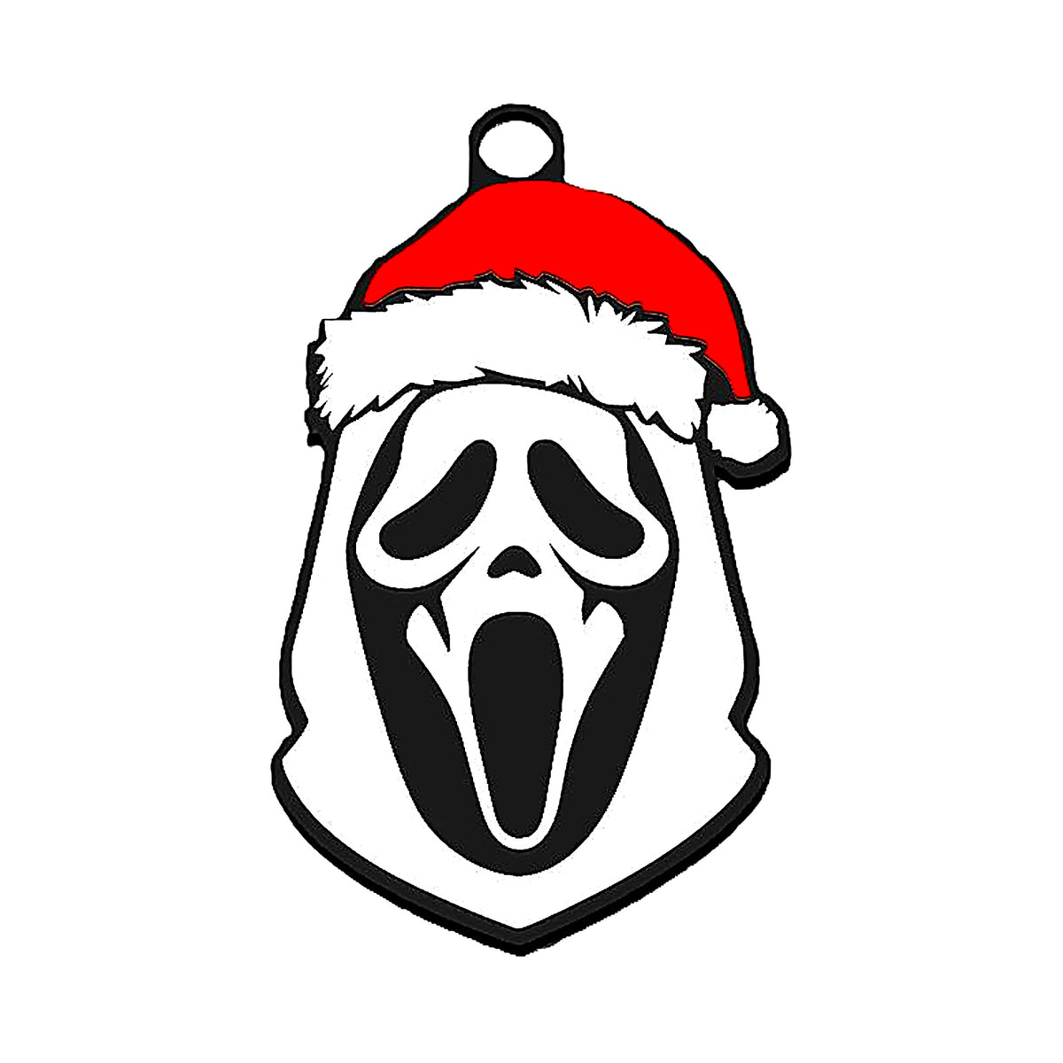 Ghost Face Santa Hat Chain Necklace Scream Mask Christmas Horror Pendant Red Green Link Holiday Jewelry 32" Chain