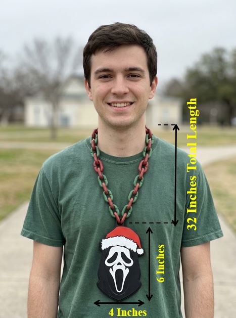 Ghost Face Santa Hat Chain Necklace Scream Mask Christmas Horror Pendant Red Green Link Holiday Jewelry