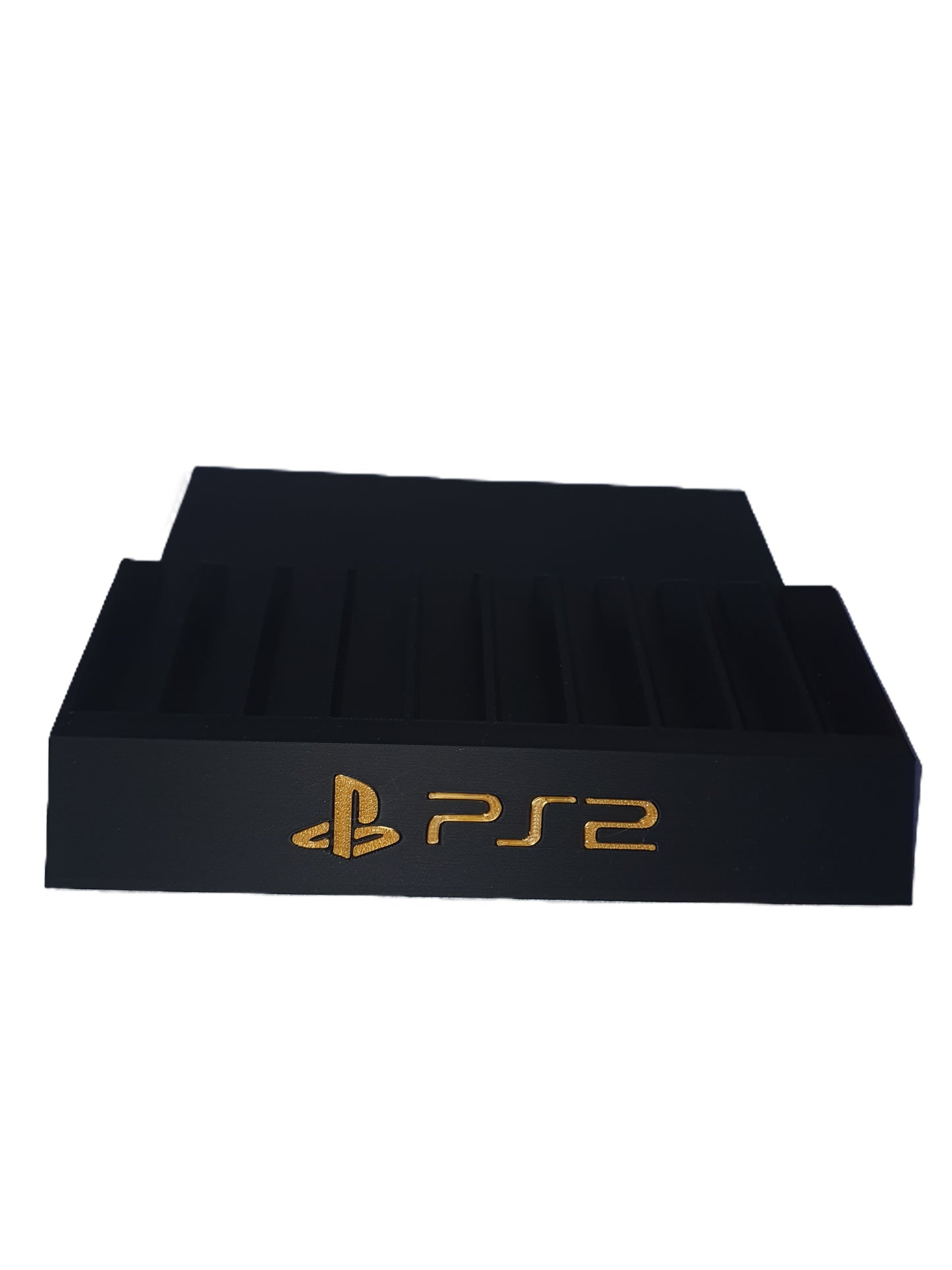 PlayStation 2 Game Holder Sony Video Rack DVD Storage Display Gold Letters PS2