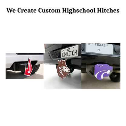 Custom High School Trailer Hitch Cover 2 Inch Receiver Tow Plug Cap for Truck SUV Car - Personalized Team Spirit Gift Football Alumni