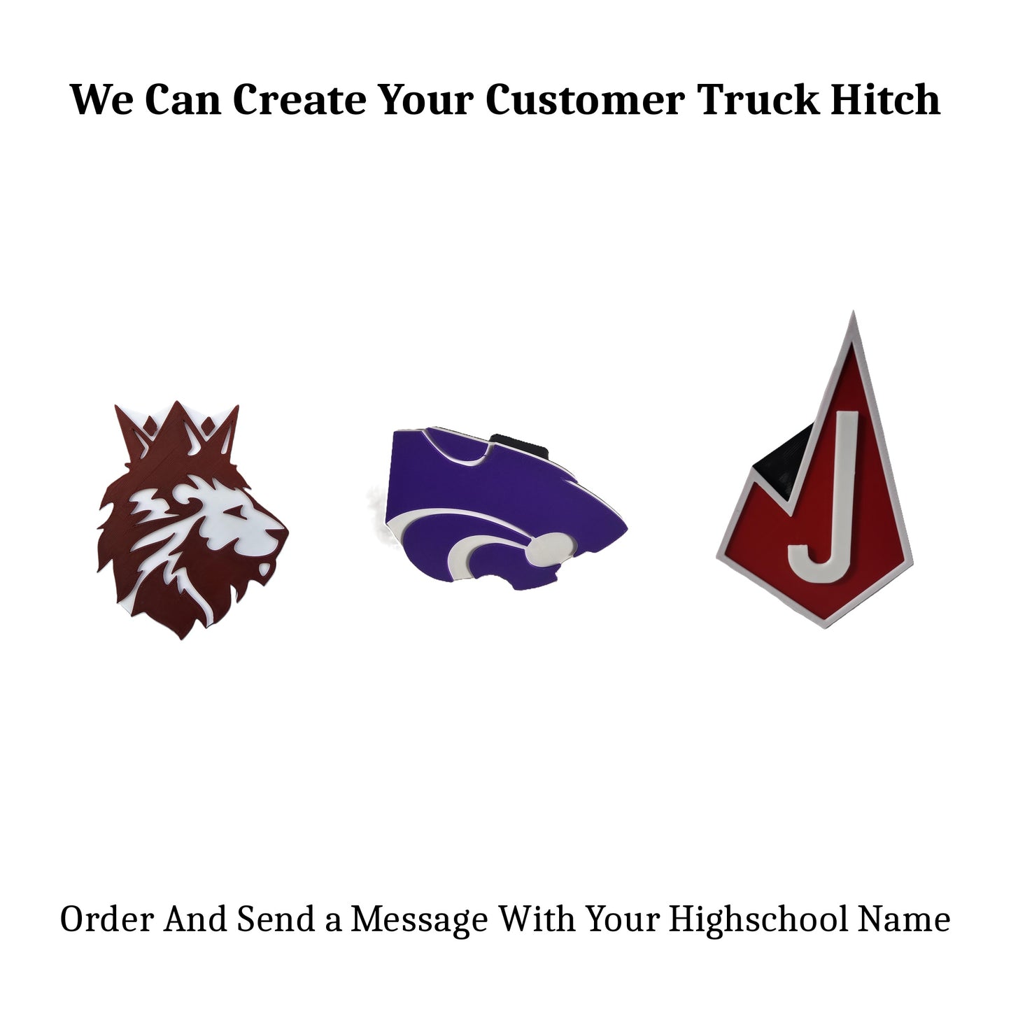 Custom High School Trailer Hitch Cover 2 Inch Receiver Tow Plug Cap for Truck SUV Car - Personalized Team Spirit Gift Football Alumni