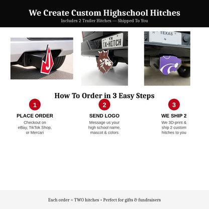 Custom High School Trailer Hitch Cover 2 Inch Receiver Tow Plug Cap for Truck SUV Car - Personalized Team Spirit Gift Football Alumni