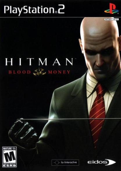 PlayStation 2 game cover of 'Hitman: Blood Money' featuring a character in a suit.