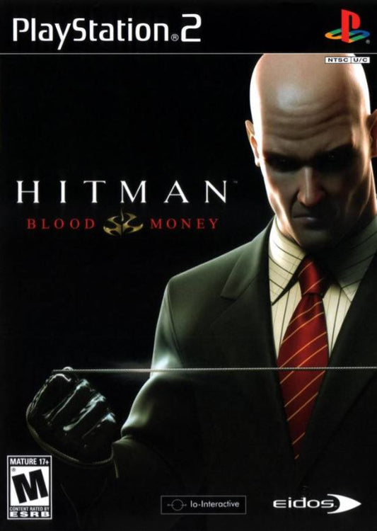 PlayStation 2 game cover of 'Hitman: Blood Money' featuring a character in a suit.