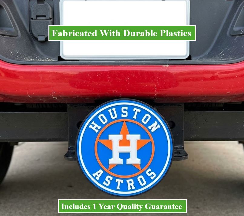 Houston Astros Trailer Hitch Plug Cap Truck - For 2" Receiver - 5" Emblem Orange Navy Star H Logo Baseball Tow Hitch Cap Truck Accessory