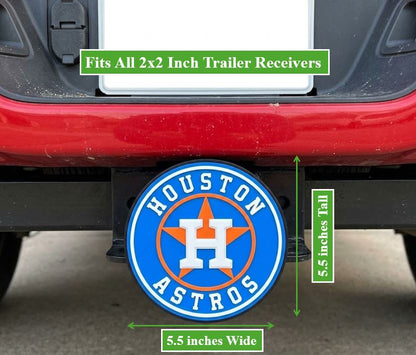 Houston Astros Trailer Hitch Plug Cap Truck - For 2" Receiver - 5" Emblem Orange Navy Star H Logo Baseball Tow Hitch Cap Truck Accessory