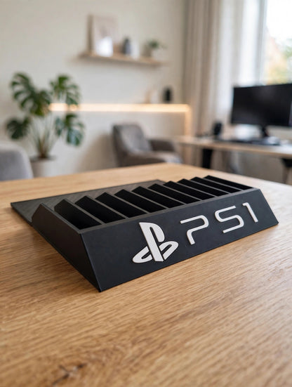 Sony PS1 Holder PlayStation 1 Videogame Organizer Space Saver Storage Display Rack Stand Console Collection Shelf Gaming Room Decor Tray
