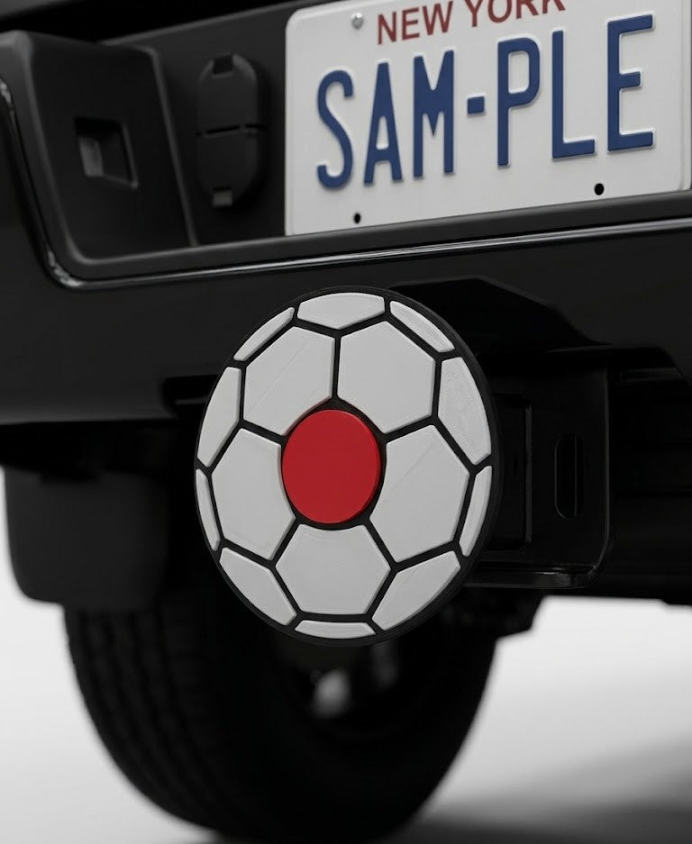 Japan Soccer Football World Cup Trailer Hitch Cover - Samurai Blue FIFA Hitch Plug | Japan Futbol Fan 2 Inch Receiver Cover Matchday