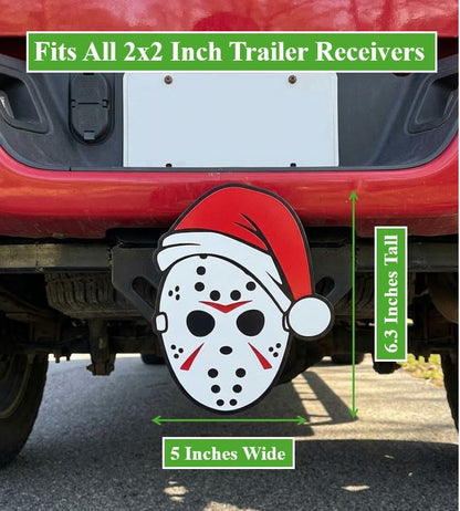 Jason Friday 13th Hockey Mask Trailer Hitch Plug Cap Christmas Hat Truck SUV Gift Receiver Cover
