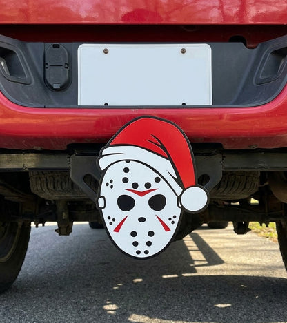 Jason Friday 13th Hockey Mask Trailer Hitch Plug Cap Christmas Hat Truck SUV Gift Receiver Cover