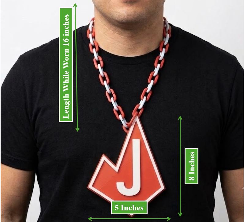 High School Hype Chain Necklace – 32" Chain Sports Cheer Fan Jewelry for Football Basketball Baseball Kids Youth Teens Adults Unisex