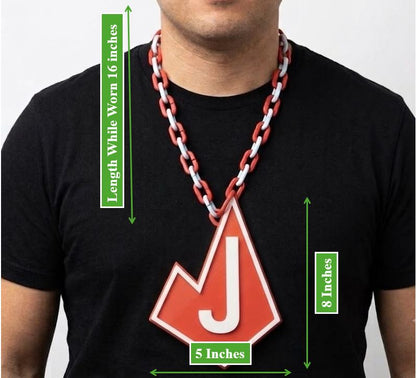 High School Hype Chain Necklace – 32" Chain Sports Cheer Fan Jewelry for Football Basketball Baseball Kids Youth Teens Adults Unisex