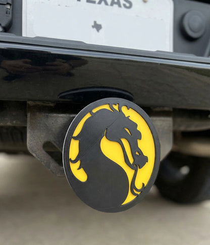 Mortal Kombat Dragon Scorpion Trailer Hitch Cover Fits 2" Receiver Truck SUV Jeep Car Pickup - Tow Hitch Plug Gaming Gift Video Game Collectible